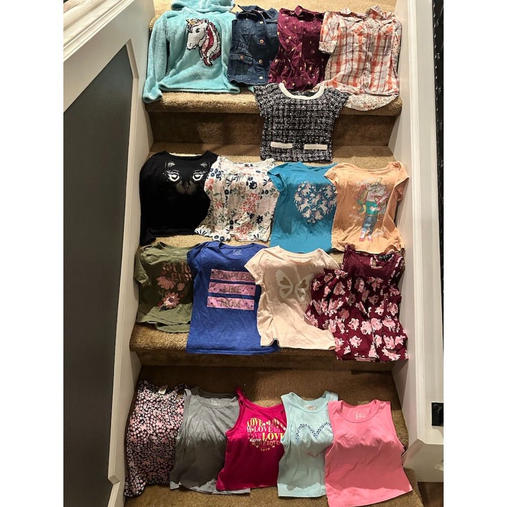 Large Lot of Girl Clothes - Hoodie, Vest and Tops Size 5/6